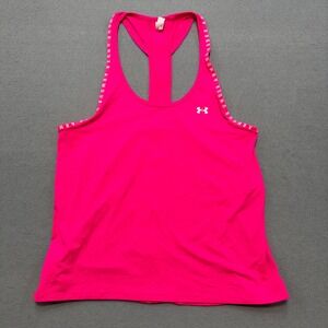 Under Armour Tank Top Women's Medium Hot Pink HeatGear Racerback Gym Training